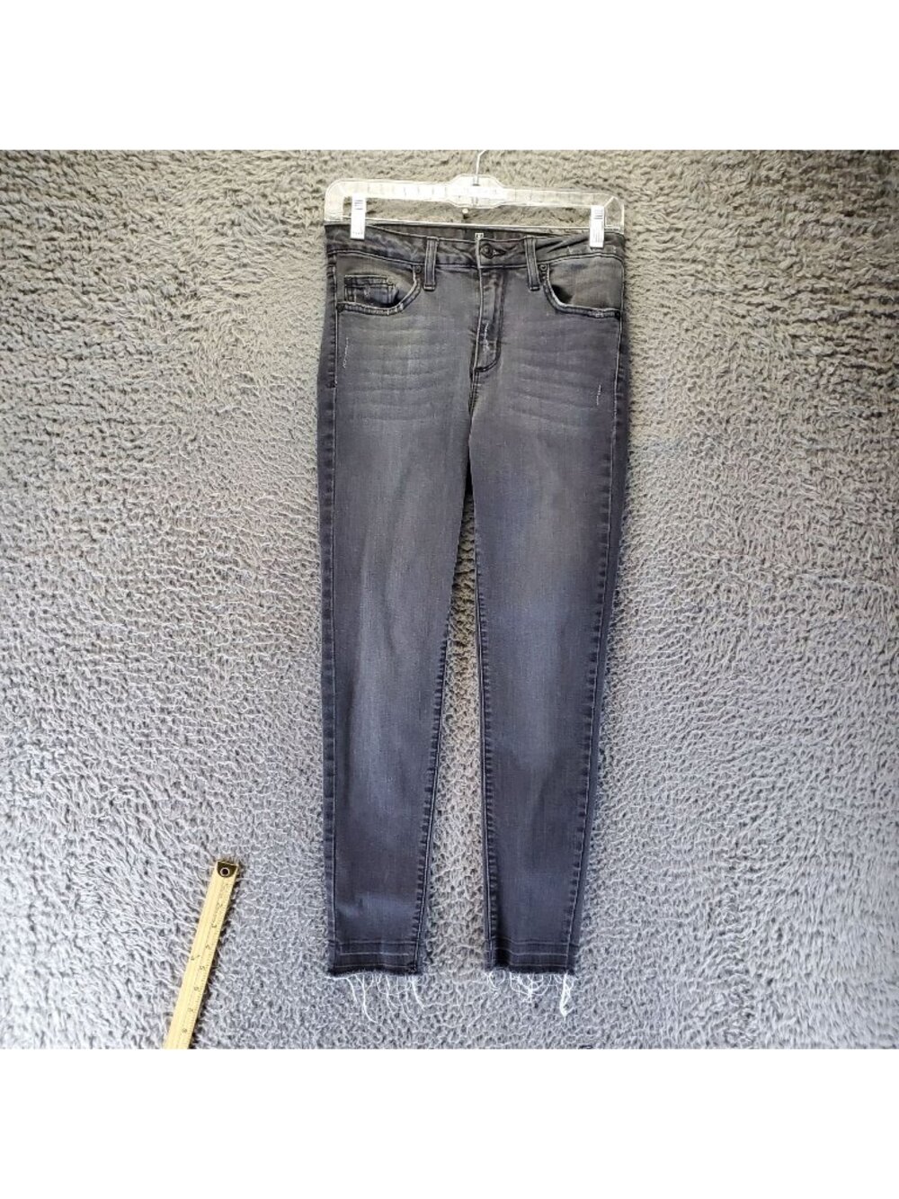 Just Black Jeans Womens Size 27 Gray Skinny Frayed Hem Stretch Denim